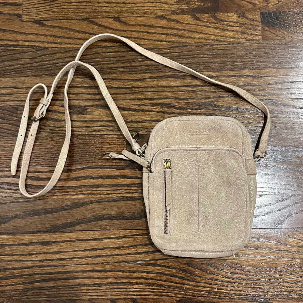 *American leather Co.  Shimmering gold  Crossbody Suede Bag